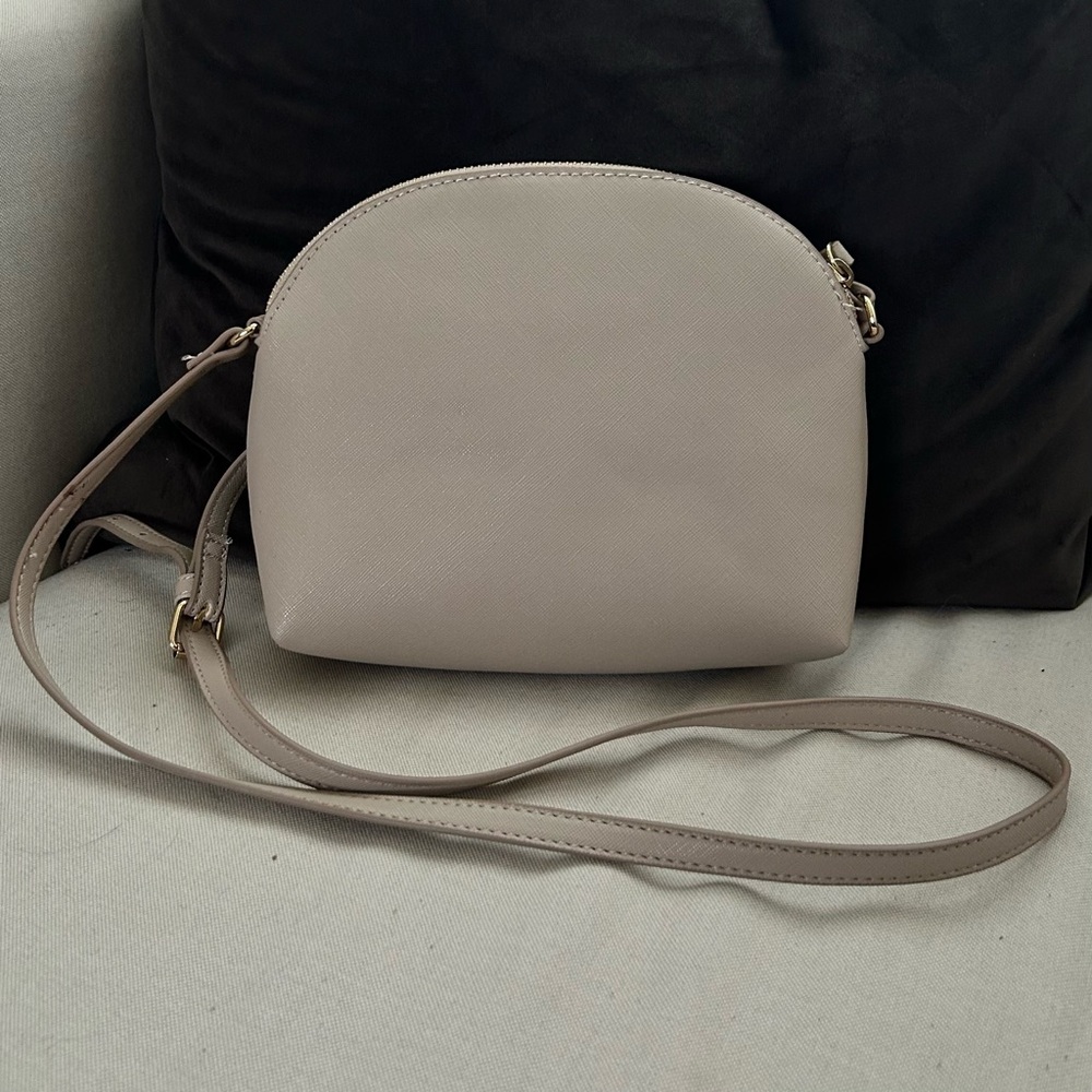 Joe Fresh Saffiano Faux Leather Dome Crossbody Bag Pink Taupe